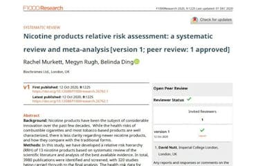 Nicotine products relative risk assessment