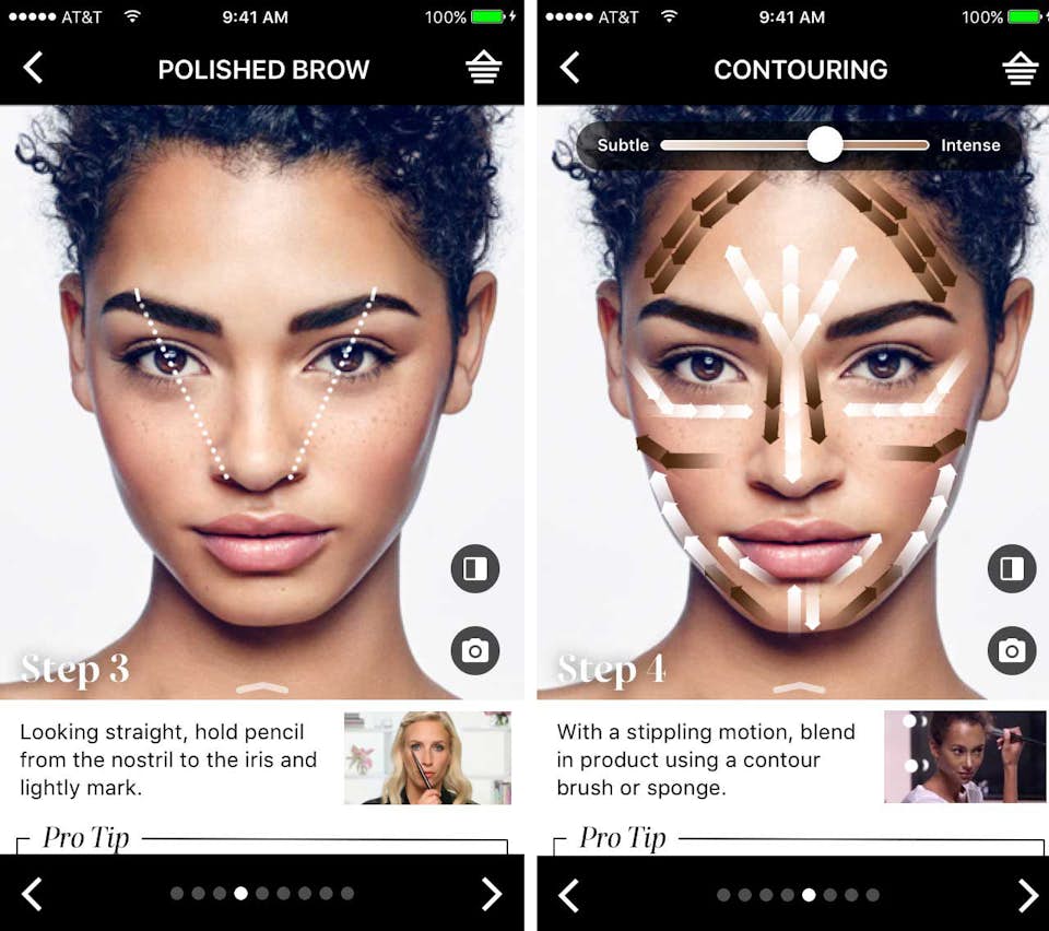 The interface of the Sephora virtual artist app